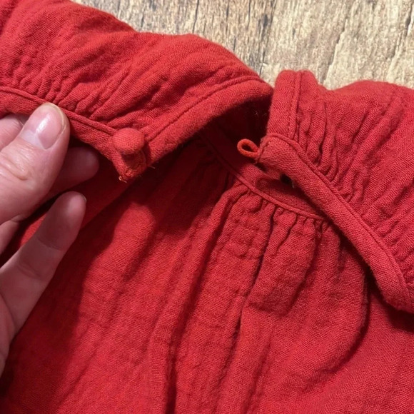 Universal Thread Pleaded Gauze Red Bell Sleeve Top M - Picture 7 of 8